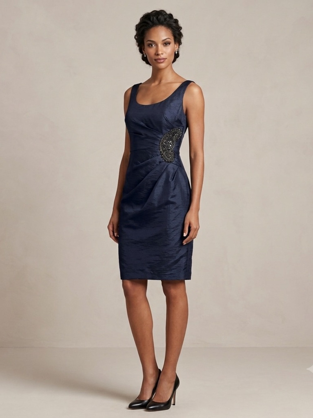 Adrianna Papell DarkBlue Prom Y2K Embellishment Sleeveless Mini Dress Women’s 4P